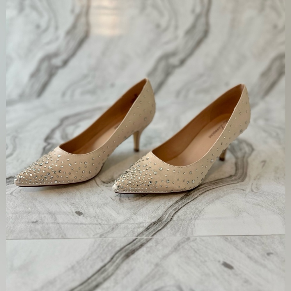 NWB- L Lorraine Hello Champagne Rhinestone Heels